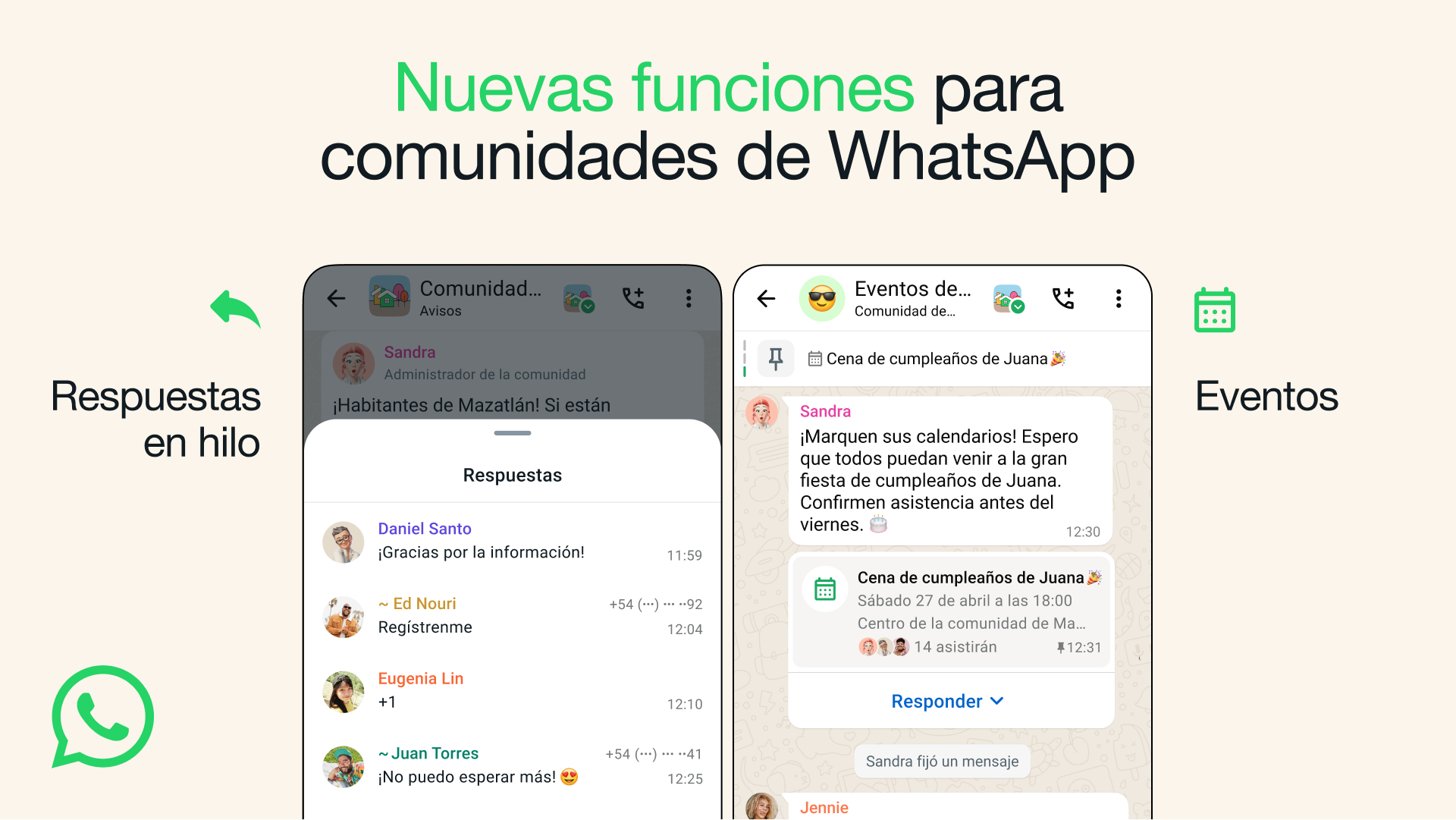Nueva función: Eventos de WhatsApp