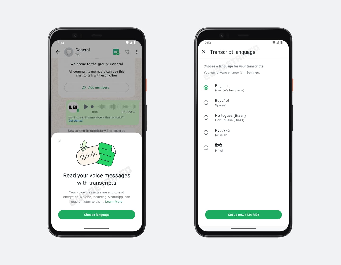 WhatsApp: transcripción de voz.