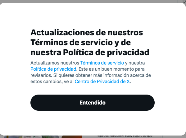 Cambios en Términos de Uso en X.