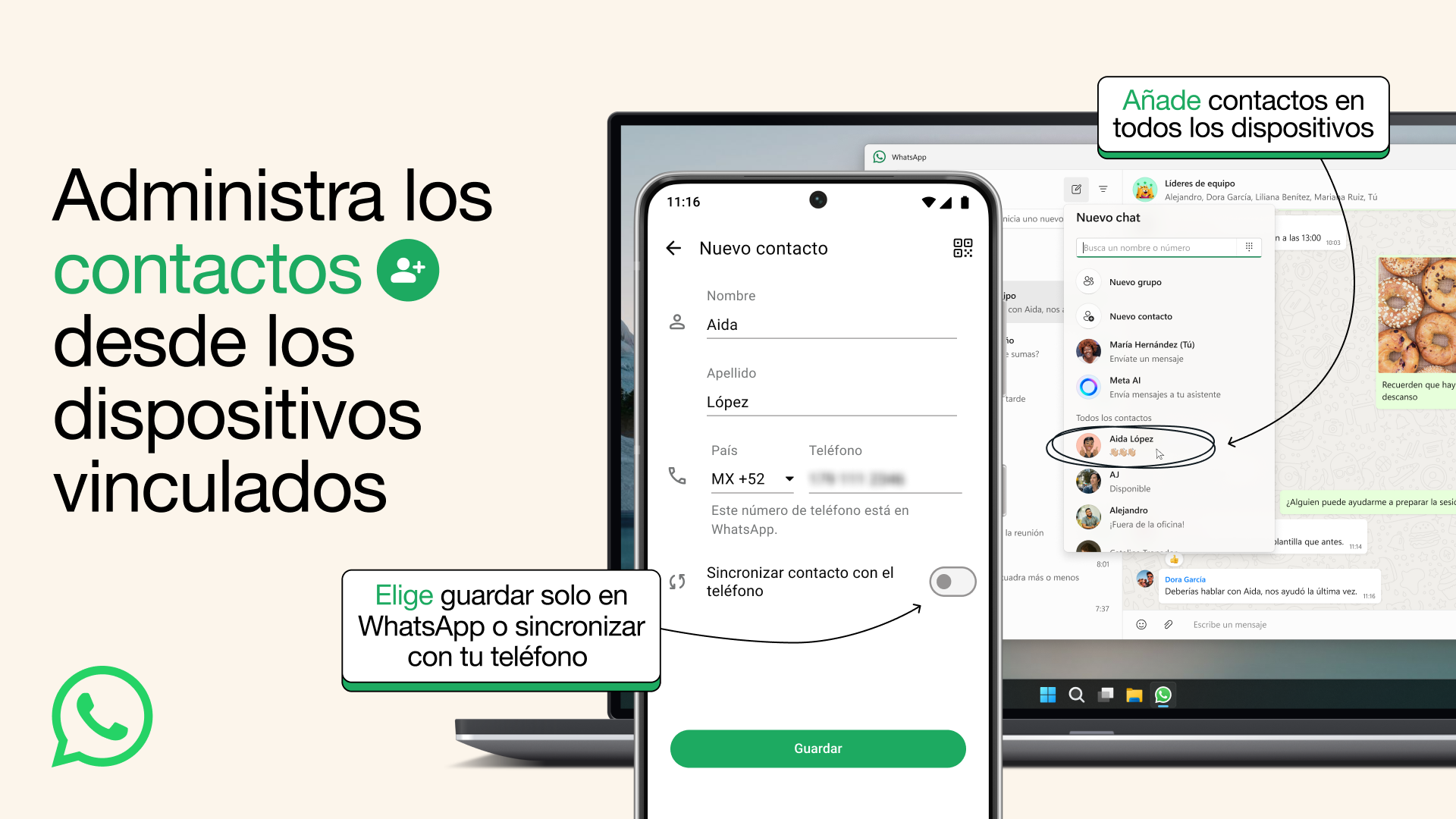 Agregar contactos en WhatsApp