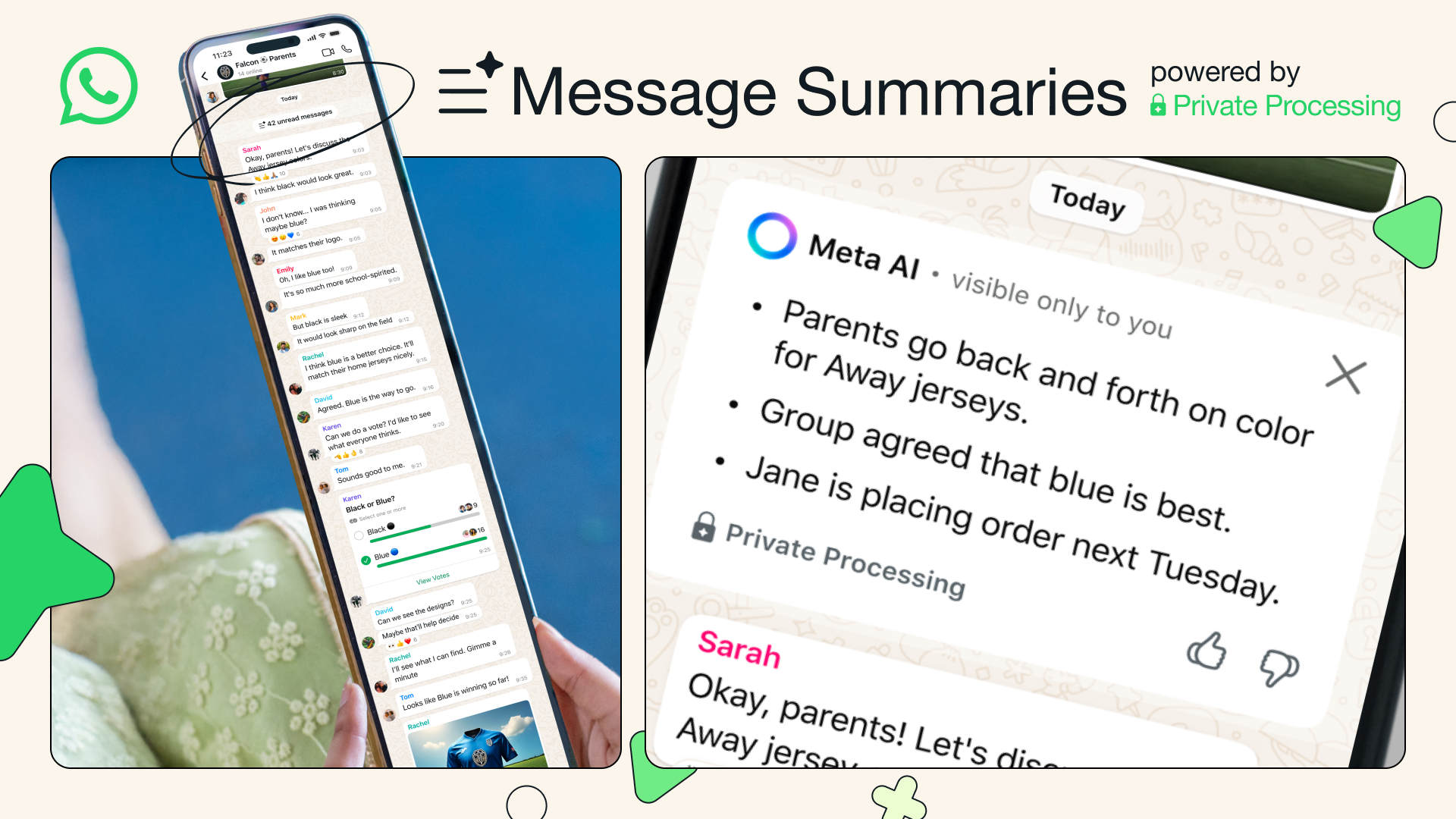 Sumarios de mensajes en WhatsApp.
