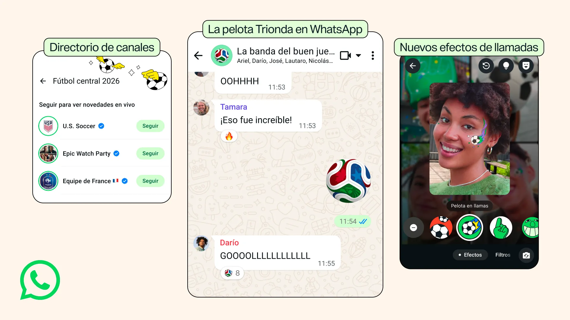Nuevas funciones futboleras de WhatsApp