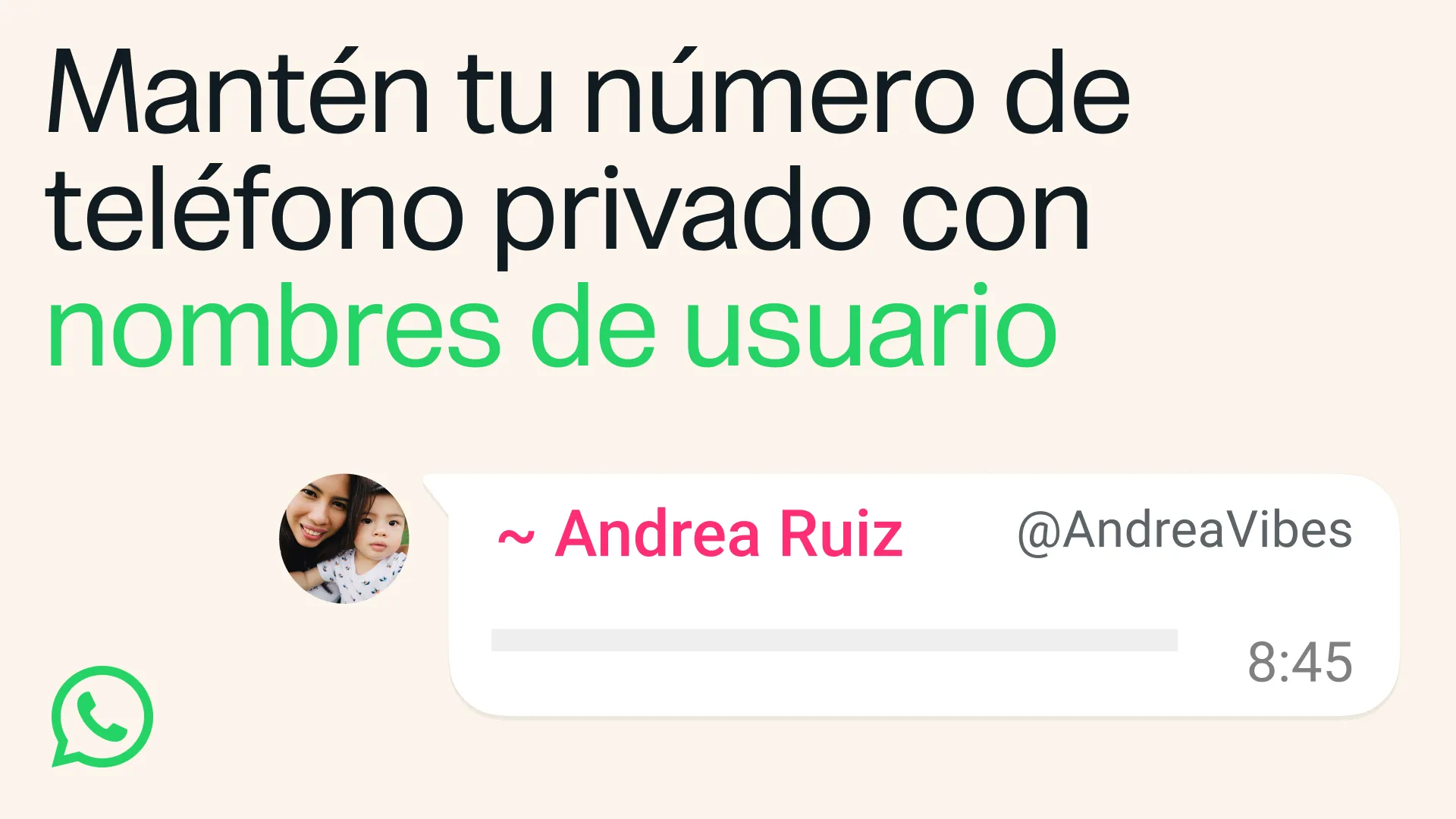 WhatsApp permitirá nombres de usuario, sin número.
